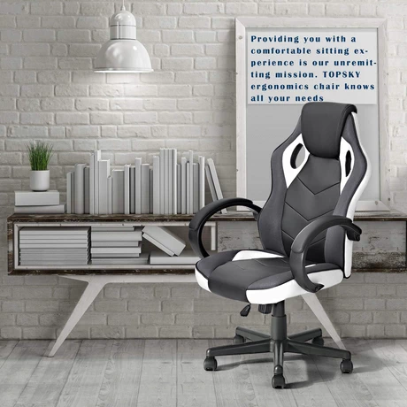 Silla Gamer PU Flow Ergonómica Escritorio Blanco