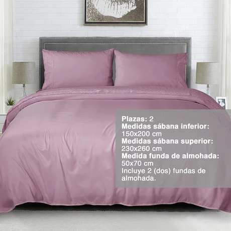 Sábana Broderie 2 Plazas Lila