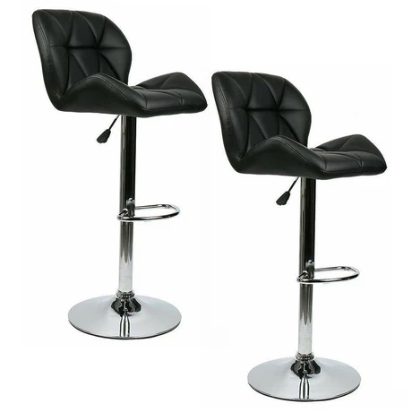 Pack 2 Silla Alta Bar Acolchada con Respaldo Negro