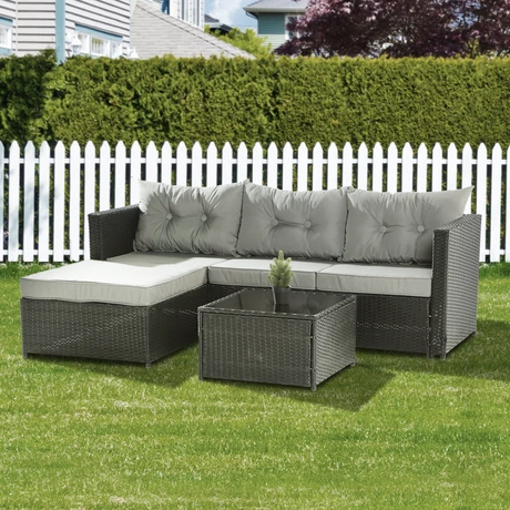 Seccional Intercambiable 3 Cuerpos Terraza Sofa + Mesa gris