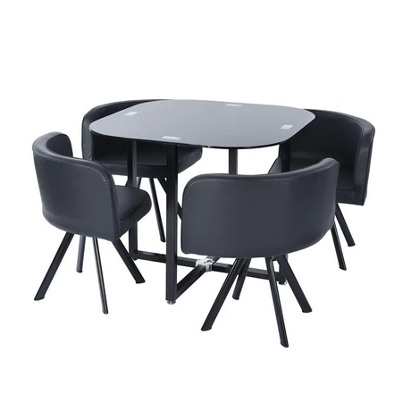 Juego Comedor 4 Sillas Ajedrez Negro