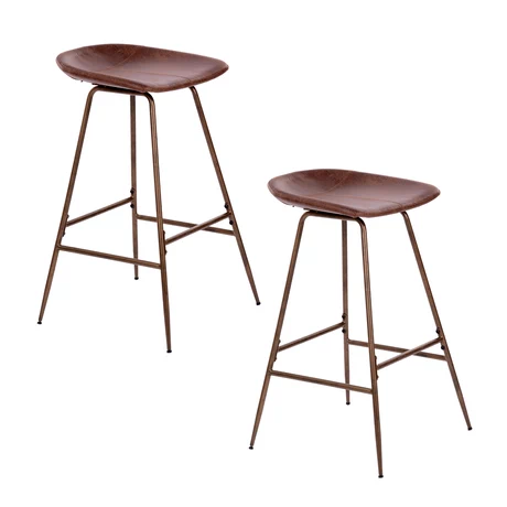 Pack 2 Pisos de Bar Taburete con Patas de Hierro Café