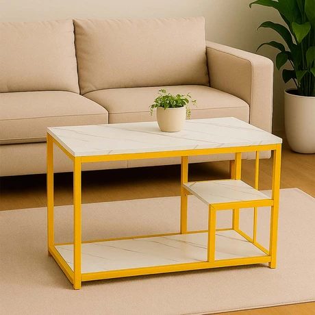 Mesa Auxiliar con Estantes de Almacenamiento Rectangular