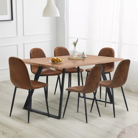 Comedor Charleston Mesa 75x80x150cm + 6 Sillas Velvet Café