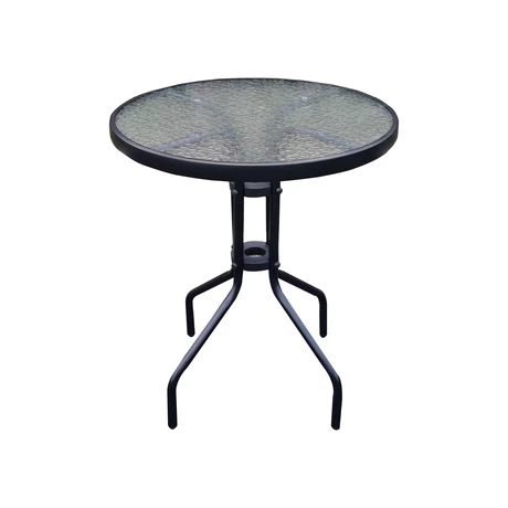 Mesa de terraza de vidrio y acero 70x60cm Negro