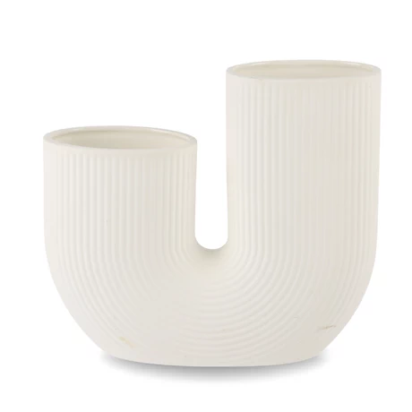 Florero Adorno Cerámica Blanco 21cm