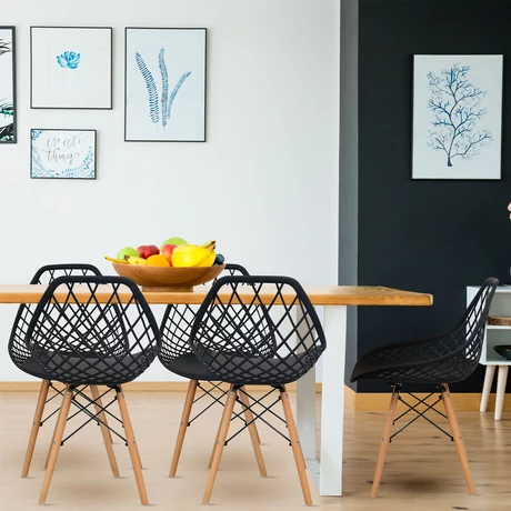 Pack 4 Silla comedor Eames Enrejada Negro