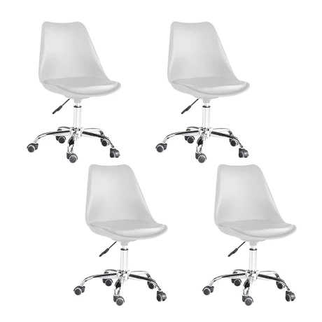 Pack 4 Sillas Escritorio Giratoria Cojín Blanco