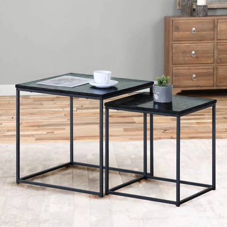 Set mesas laterales estilo Marmol negro