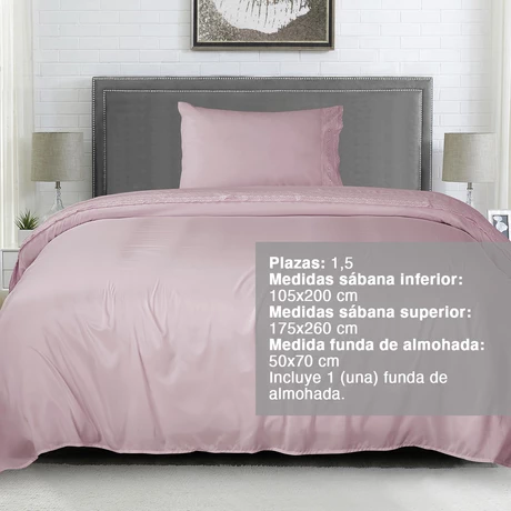 Sábana Broderie 1,5 Plazas Palo Rosa