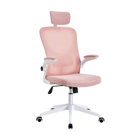Silla de Oficina con Reposa Brazos y Cabeza Rosa