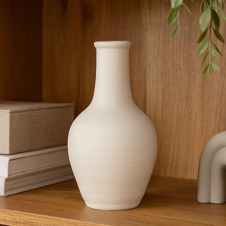 Florero Cerámica Blanco 17cm