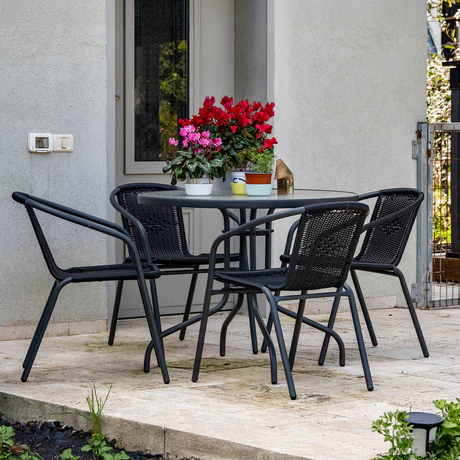 Set Terraza Maceio 4 Sillas + Mesa Vidrio 80x70cm Negro - vista alternativa