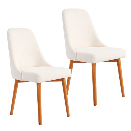 Pack 2 Sillas Madera con Asiento y Respaldo Tapizados Beige - vista alternativa