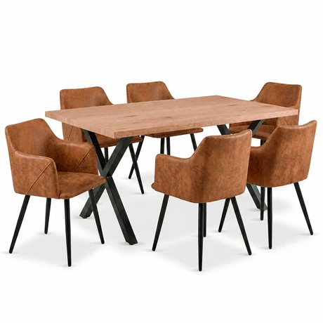 Comedor Elena Mesa 75x90x160 cm 6 Sillas Café - vista alternativa