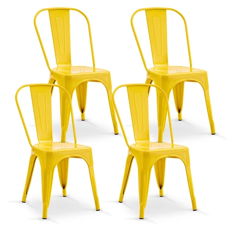 Pack De 4 Silla Metal Tolix Amarillo