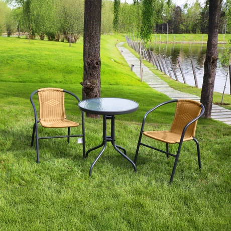 Set terraza Maceio 2 sillas + Mesa vidrio 70x60 cm Beige