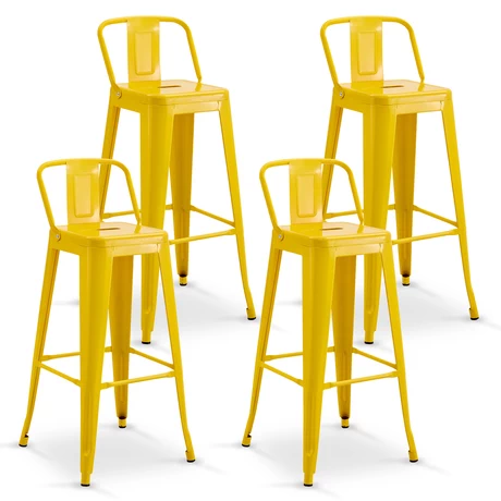 Pack De 4 Silla Alta Metal Amarillo