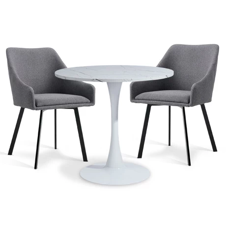 Comedor 2P Marmol 80X75 + Sillas Pereira Gris