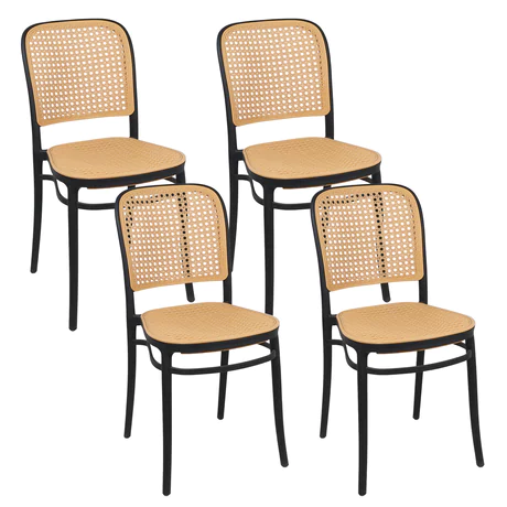 Pack 4 Sillas de Comedor y Terraza Plástica Cairo Negra/Beige Grande - vista alternativa