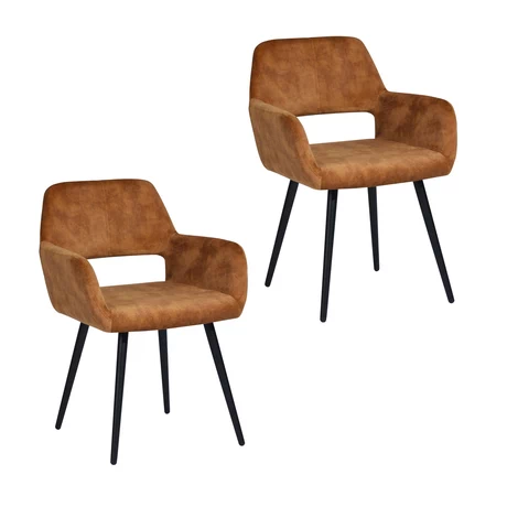 Pack 2 Sillas Comedor Sitial Cromwell Terciopelo Mostaza