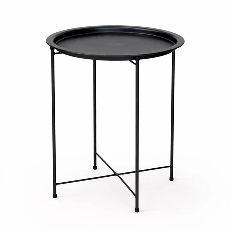 Mesa Lateral metálica redonda 51x47x47 cm Negro