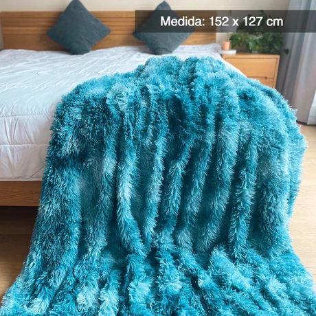 Manta Frazada Sherpa Tye Die Turquesa