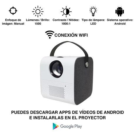 Mini Proyector Portátil Q3 17,5x16x16,2 cm Blanco