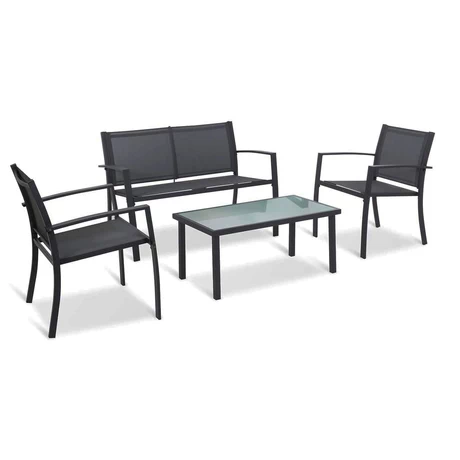Juego de terraza textileno 4 piezas negro