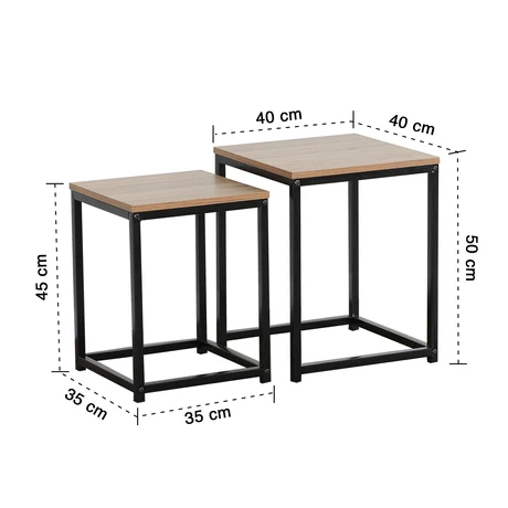 Set Mesas Laterales Auxiliares Industrial Café