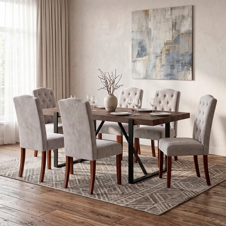 Comedor Selma Mesa 75x88x180 cm 6 Sillas Tapizadas
