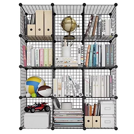 Estante 12 Cubos 147x37x111 cm - Negro