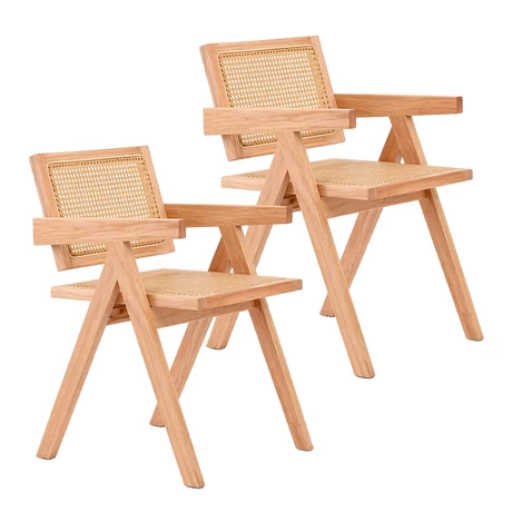 Pack 2 Sillas Chandigarh Madera Ratán Natural - vista alternativa