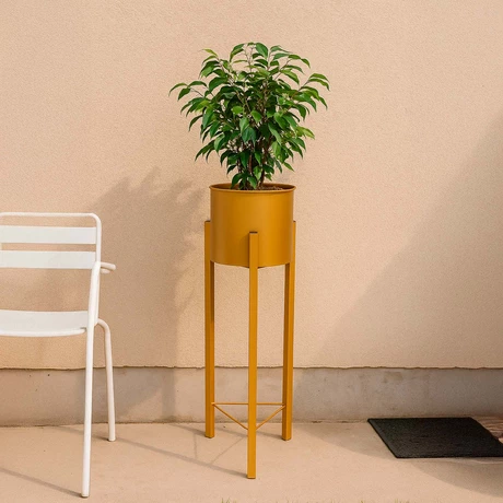 Porta Macetero Pedestal Decorativo Dorado 76 cm