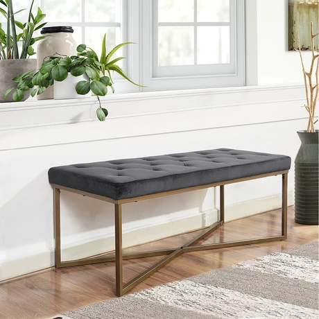 Banqueta Ottoman Pouf de Terciopelo Adana Gris