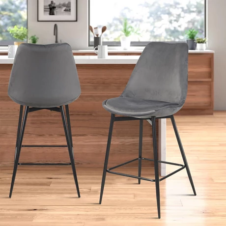Pack 2 Sillas de Bar Atlanta Gris