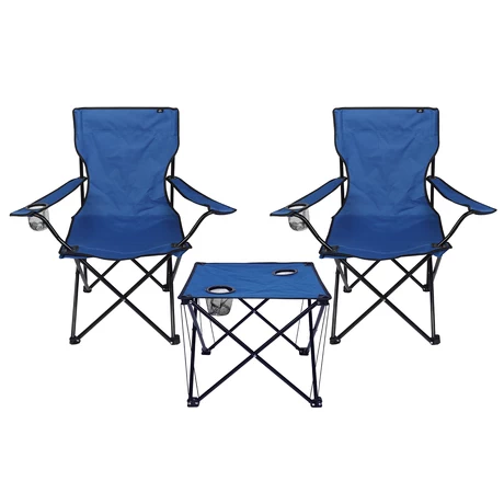 Set Mesa y Sillas Plegables de Camping Azul