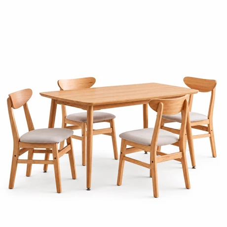 Comedor Scandi Mesa 75x75x120 cm 4 Sillas Madera Tapizada - vista alternativa