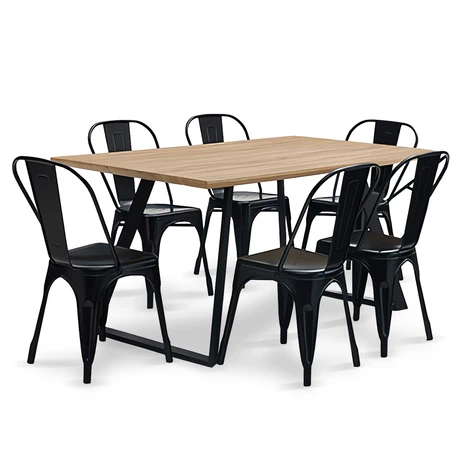 Comedor New York Mesa 75x80x150  6 Sillas Tolix Ind