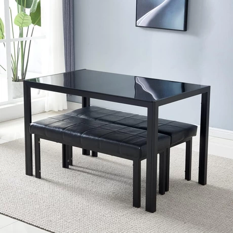 Mesa de Comedor Vidrio Negro 120x80x75cm