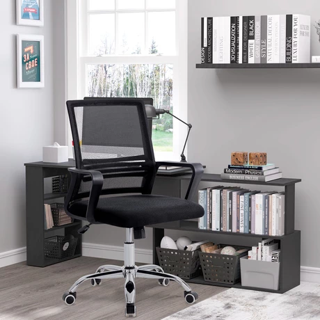 Silla de Oficina de Malla con Reposa Brazos Negro