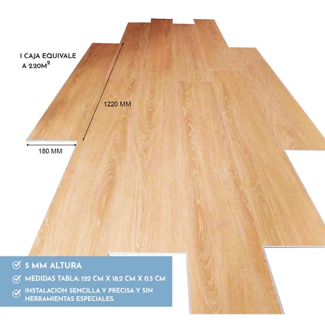 Piso SPC Roble Natural Click 5+1 mm   18,2 x 122cm  2,2 m²