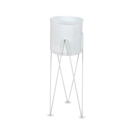 Porta Macetero Pedestal Decorativo Blanco 63 cm