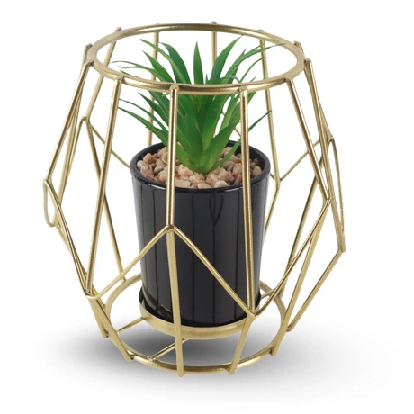 Figura Decorativa Candelabro Geométrica con Mini Planta