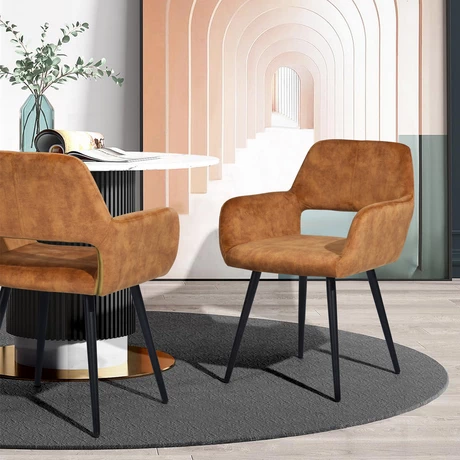 Pack 2 Sillas Comedor Sitial Cromwell Terciopelo Mostaza