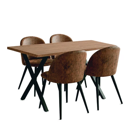 Comedor Nirvana Mesa Industrial 120x75x70 cm 4 Sillas Pu Café - vista alternativa