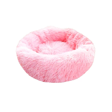 Cama Mascotas Antiestres Circular Felpa S Rosado