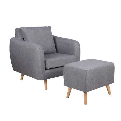 Poltrona Tela con Ottoman Gris