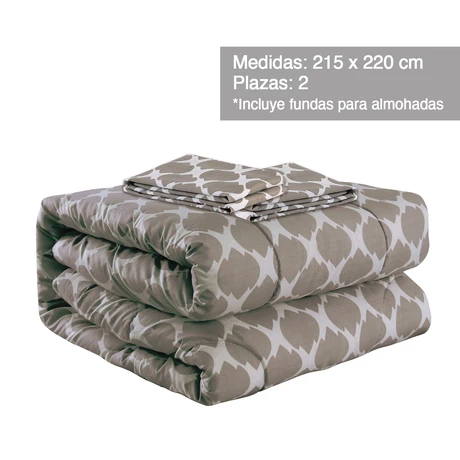 Plumón Estampado 2 Plazas 215x220 cm Café