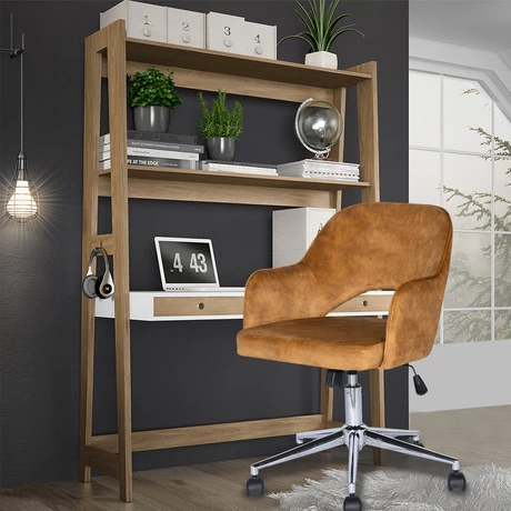 Silla Clarkson de Escritorio con Apoyabrazos Café